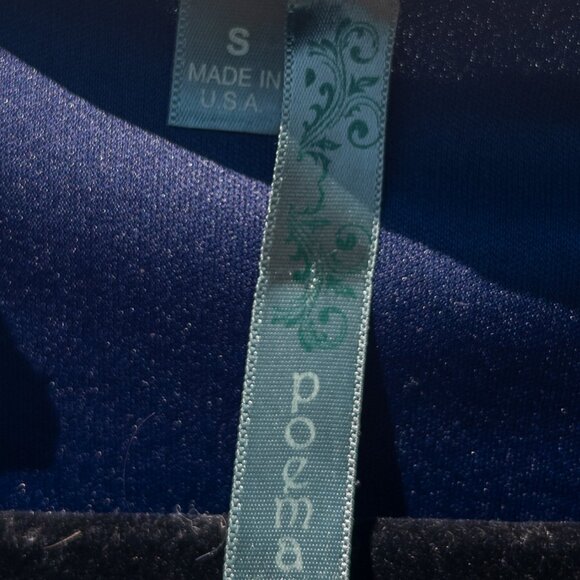 Poema Silky Navy V-Neck Mini Dress Flowy Button up 3/4 Sleeves Sz S - Picture 8 of 12